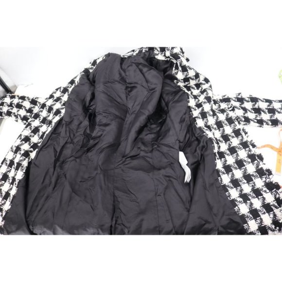 NWT Zara coat Womens Small tweed double breasted houndstooth gold buttons frayed - Picture 11 of 13
